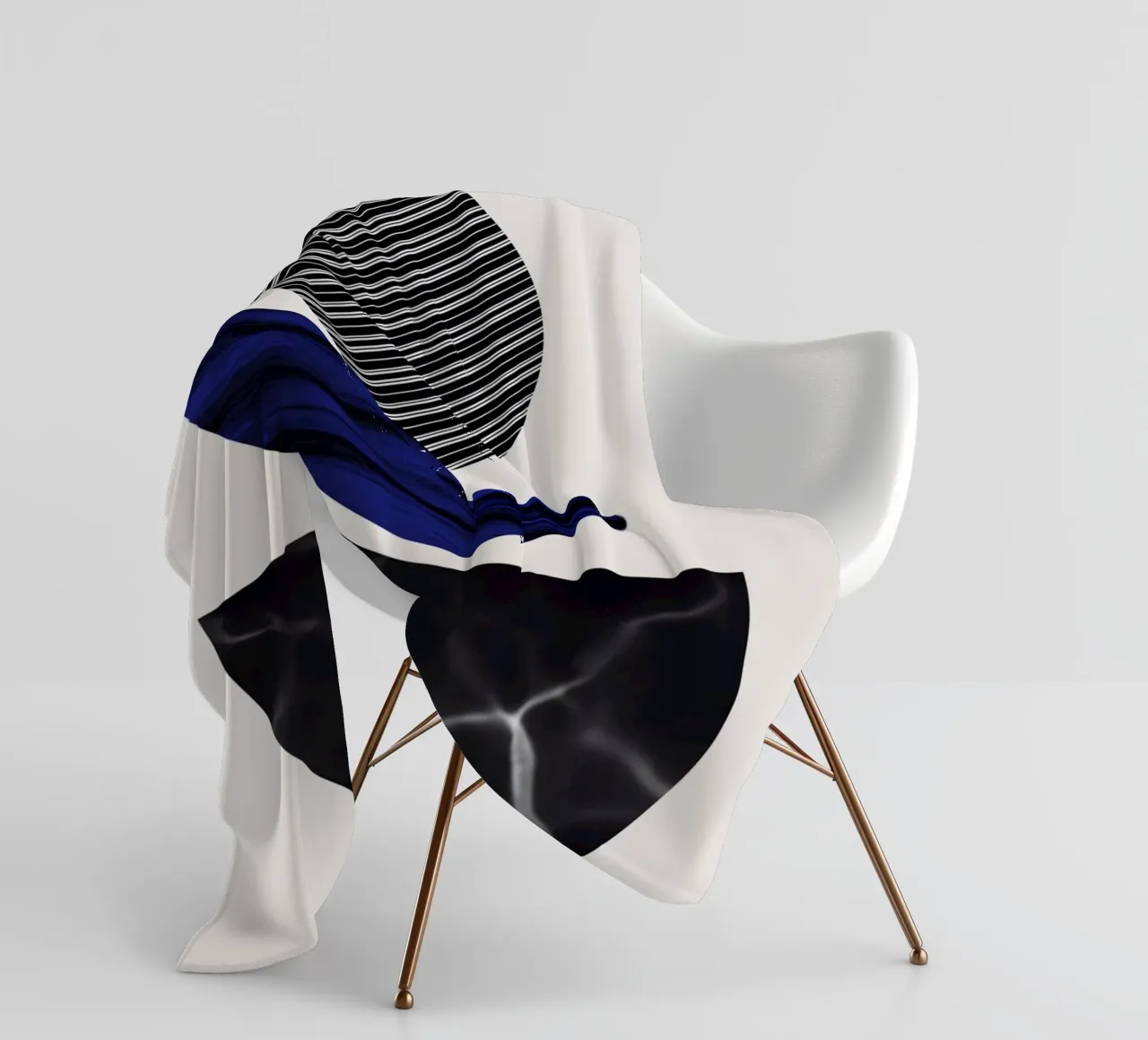 Luxe blauw en grijs nordic art 06 fleecedeken van Little Dean