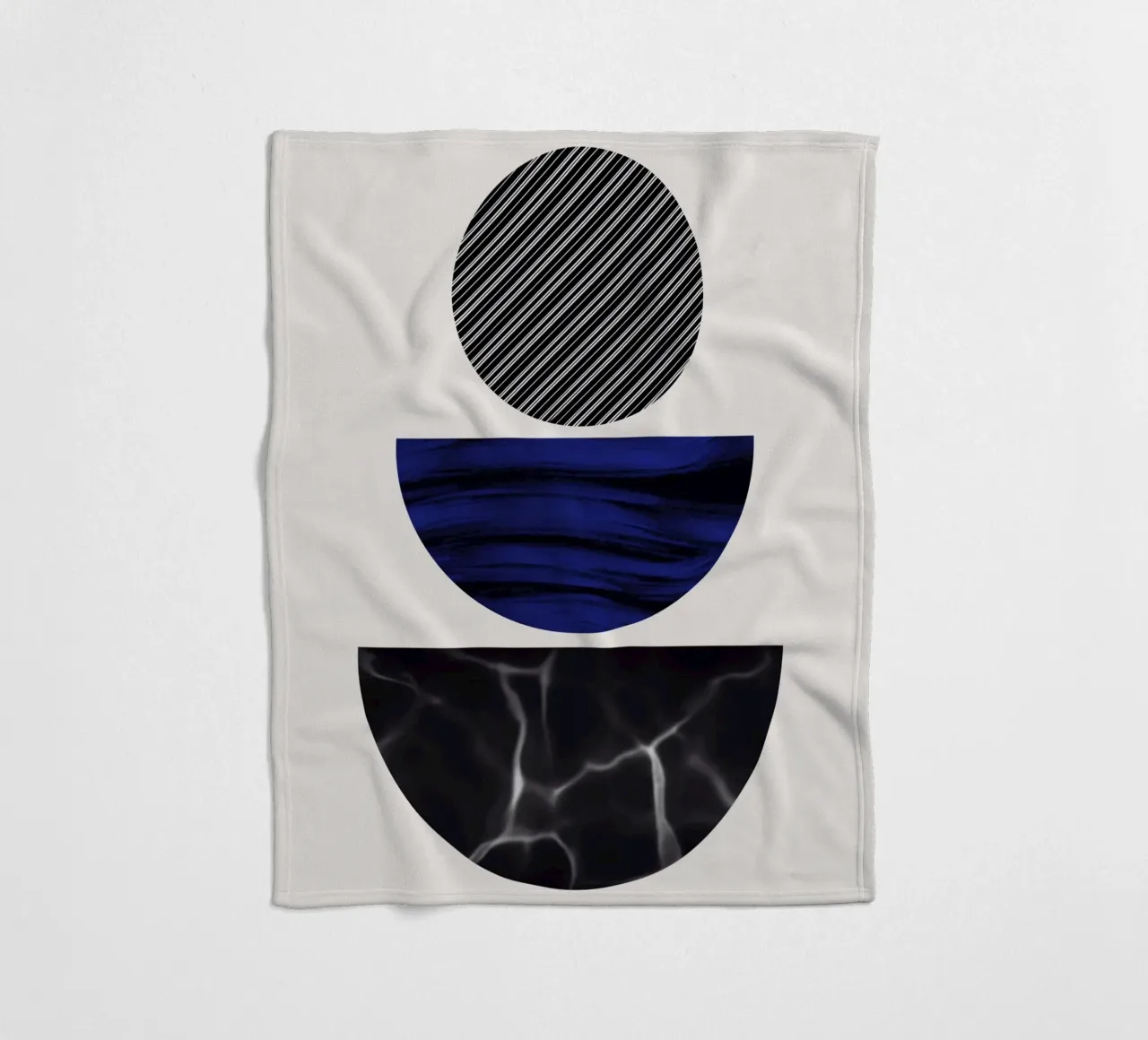 Luxe blauw en grijs nordic art 06 fleecedeken van Little Dean