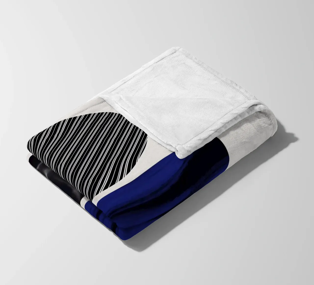 Luxe blauw en grijs nordic art 06 fleecedeken van Little Dean