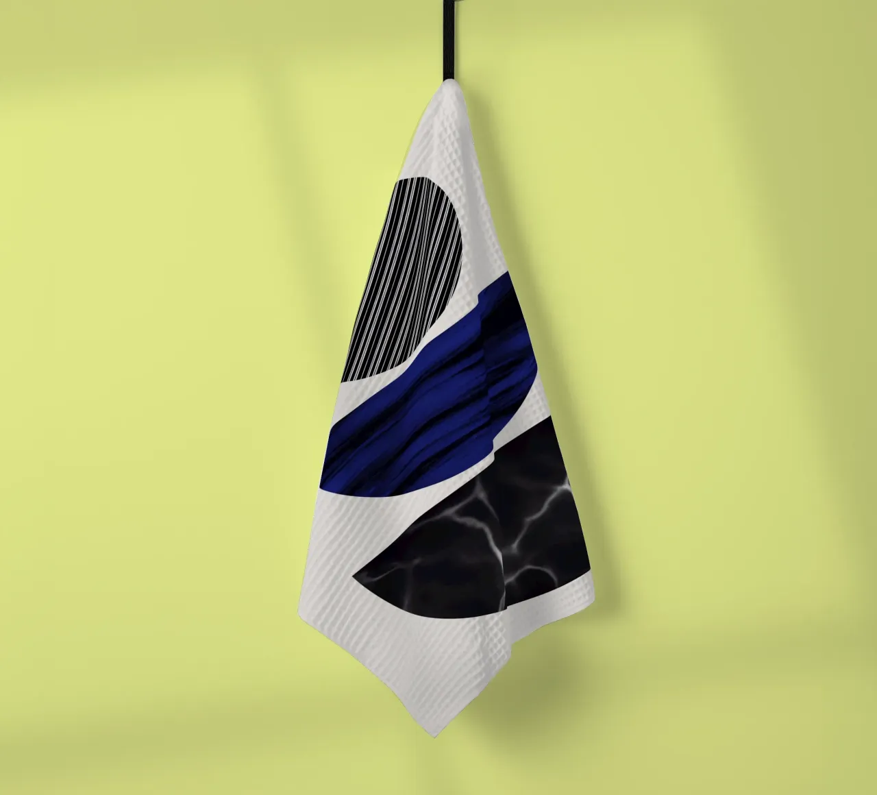 Luxe blauw en grijs nordic art 06 theedoek van Little Dean