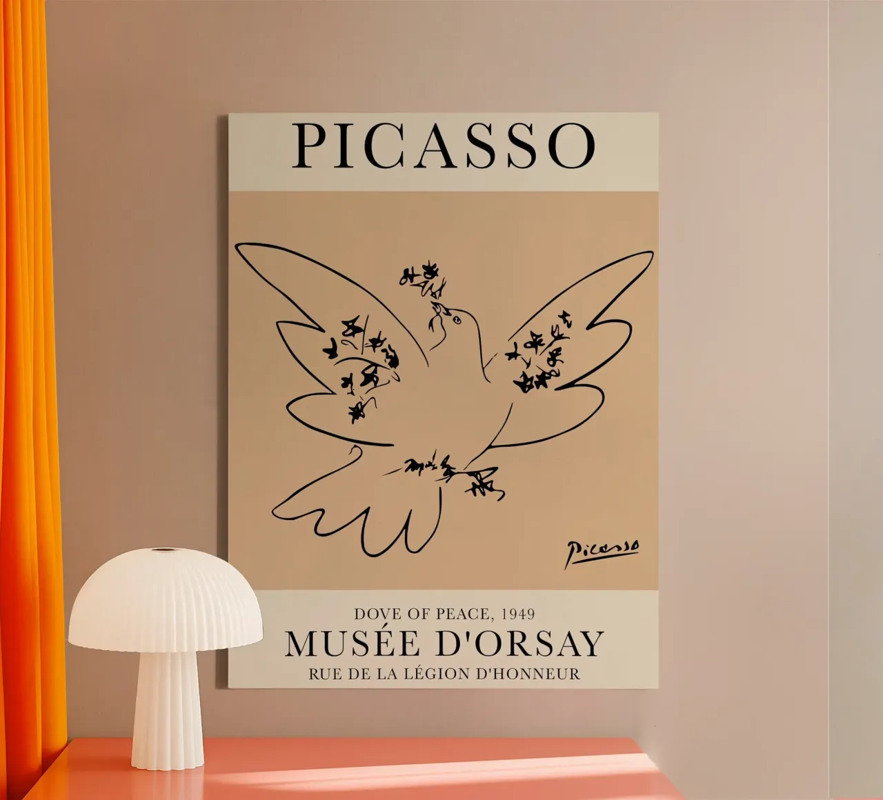 Picasso Duif Vrede canvas met Baklijst van Jam Poster