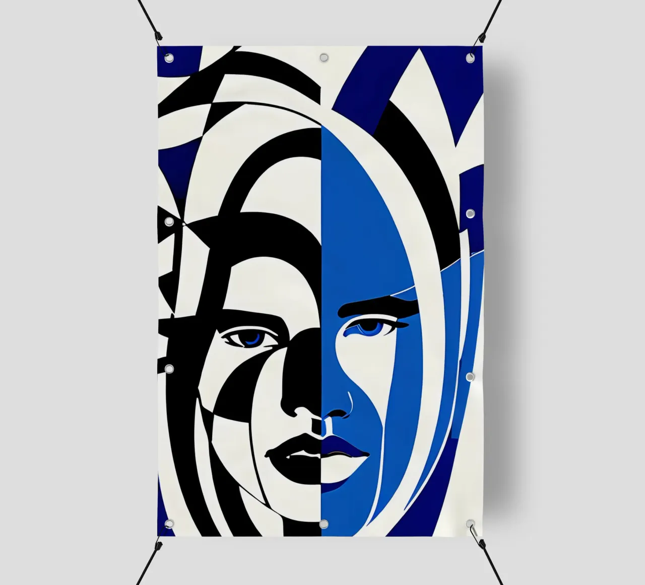 Abstrakt Gesicht Blau Schwarz telo in pvc da kosinsart.gallery
