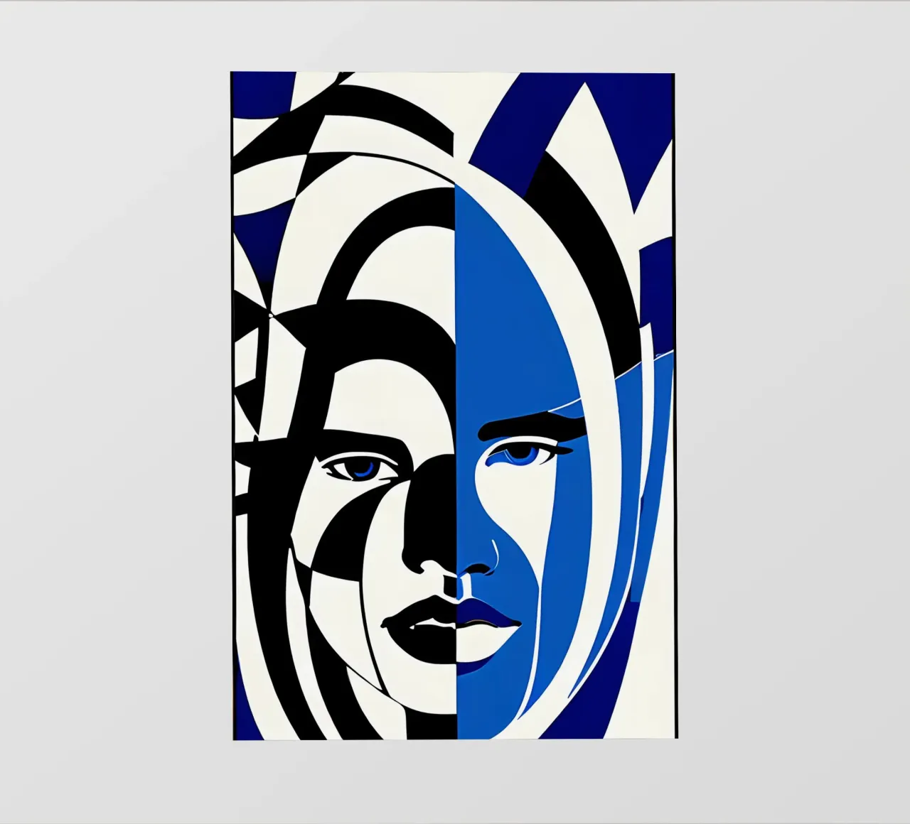Abstrakt Gesicht Blau Schwarz telo in pvc da kosinsart.gallery