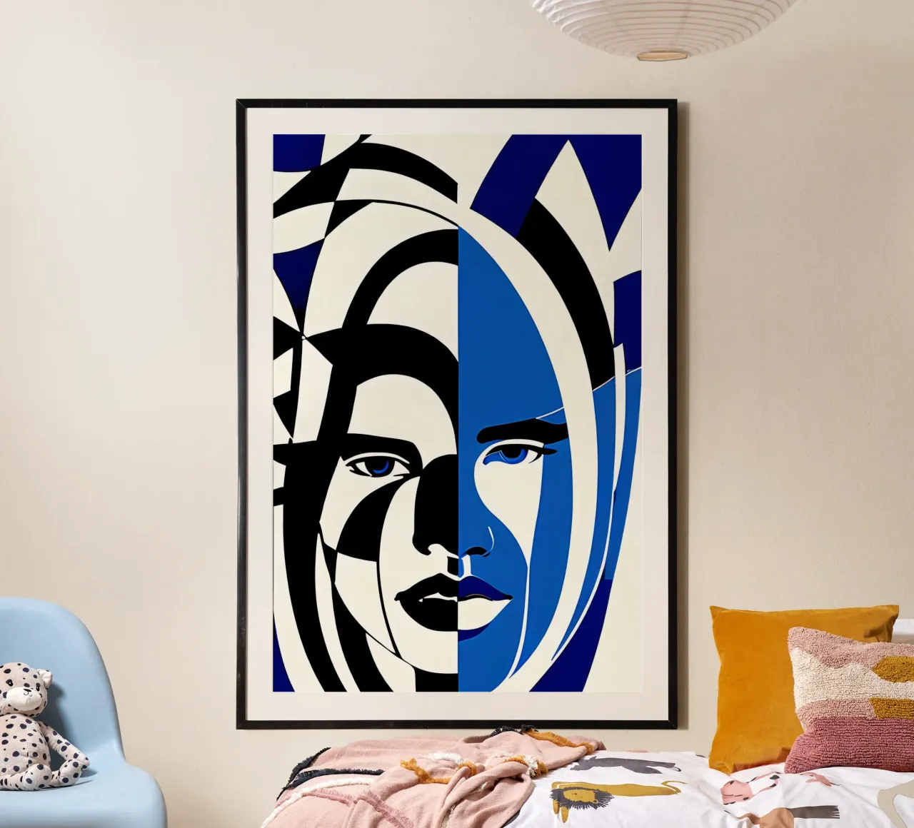Abstrakt Gesicht Blau Schwarz carta hahnemühle da kosinsart.gallery