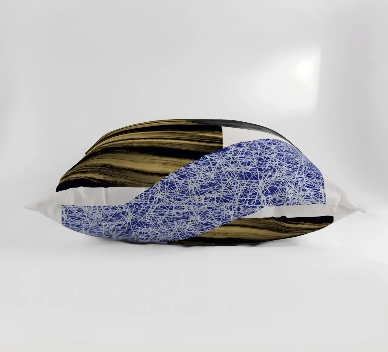Luxe blauw en grijs nordic art 07 kussen van Little Dean