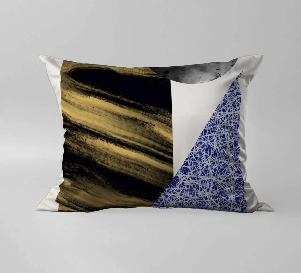 Luxe blauw en grijs nordic art 07 kussen van Little Dean