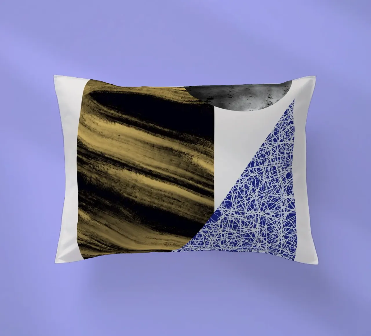 Luxe blauw en grijs nordic art 07 kussen van Little Dean