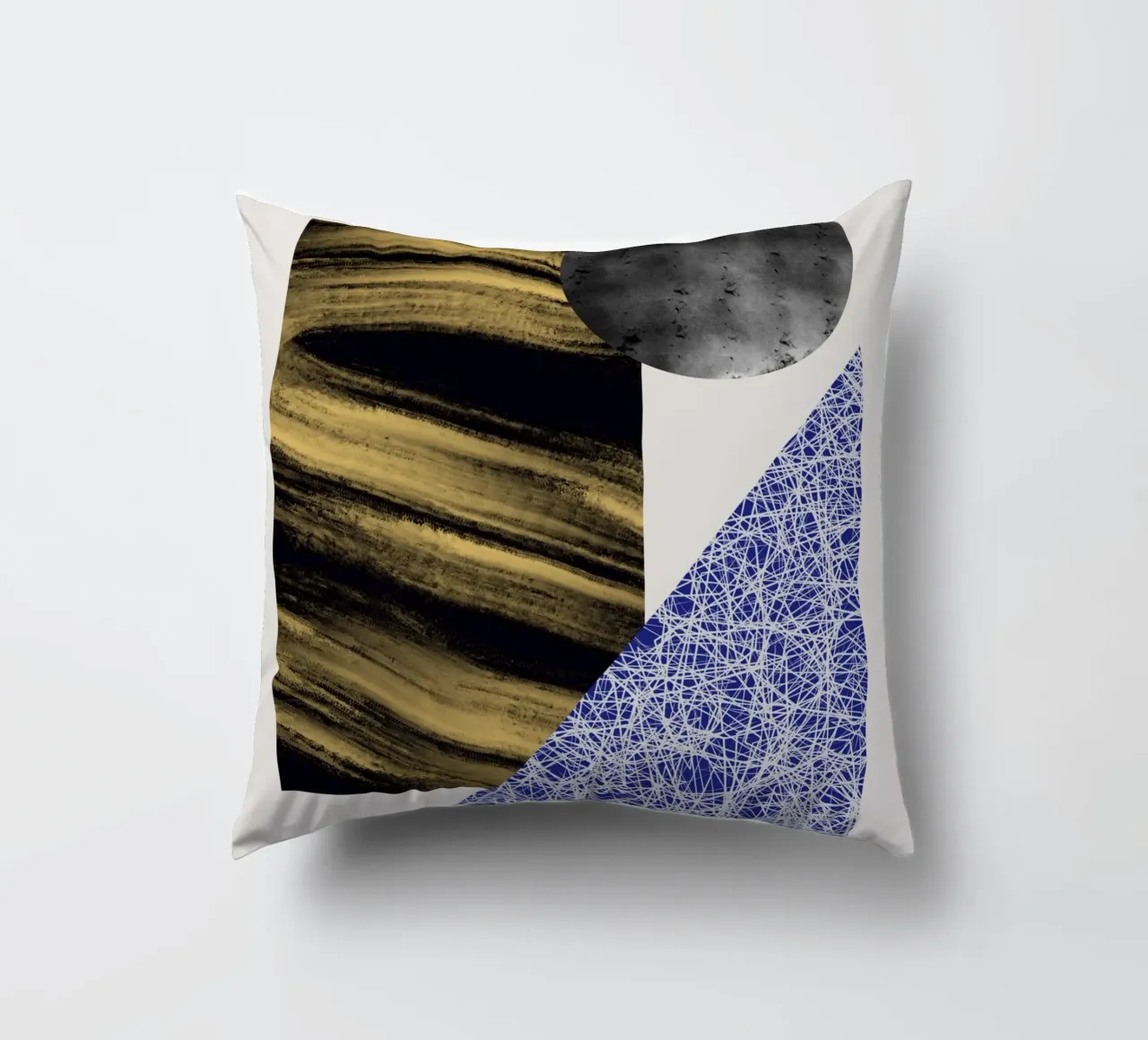 Luxe blauw en grijs nordic art 07 kussen van Little Dean