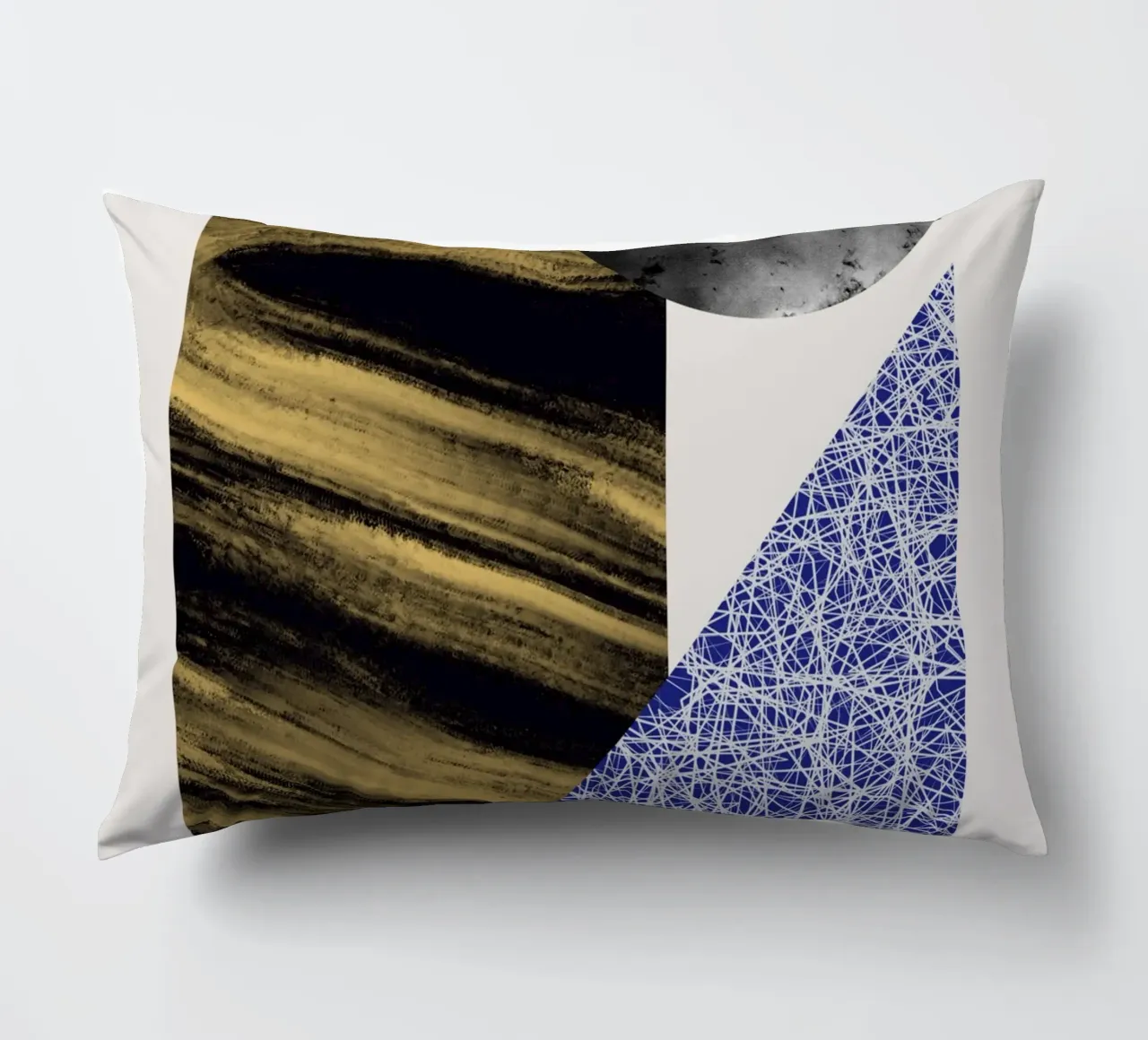 Luxe blauw en grijs nordic art 07 kussen van Little Dean