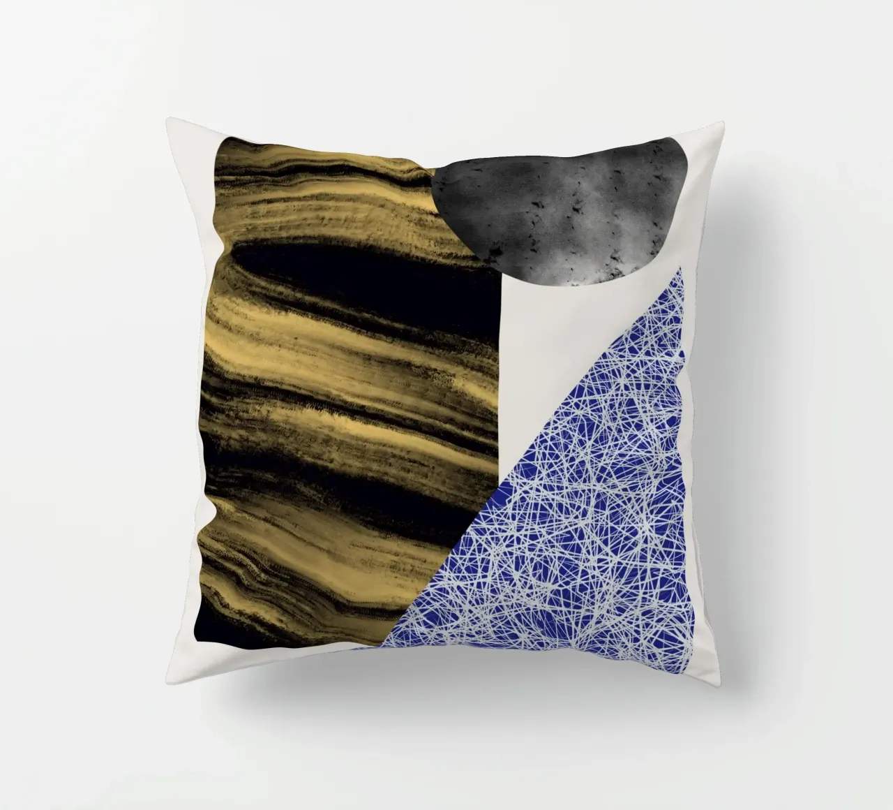 Luxe blauw en grijs nordic art 07 kussen van Little Dean