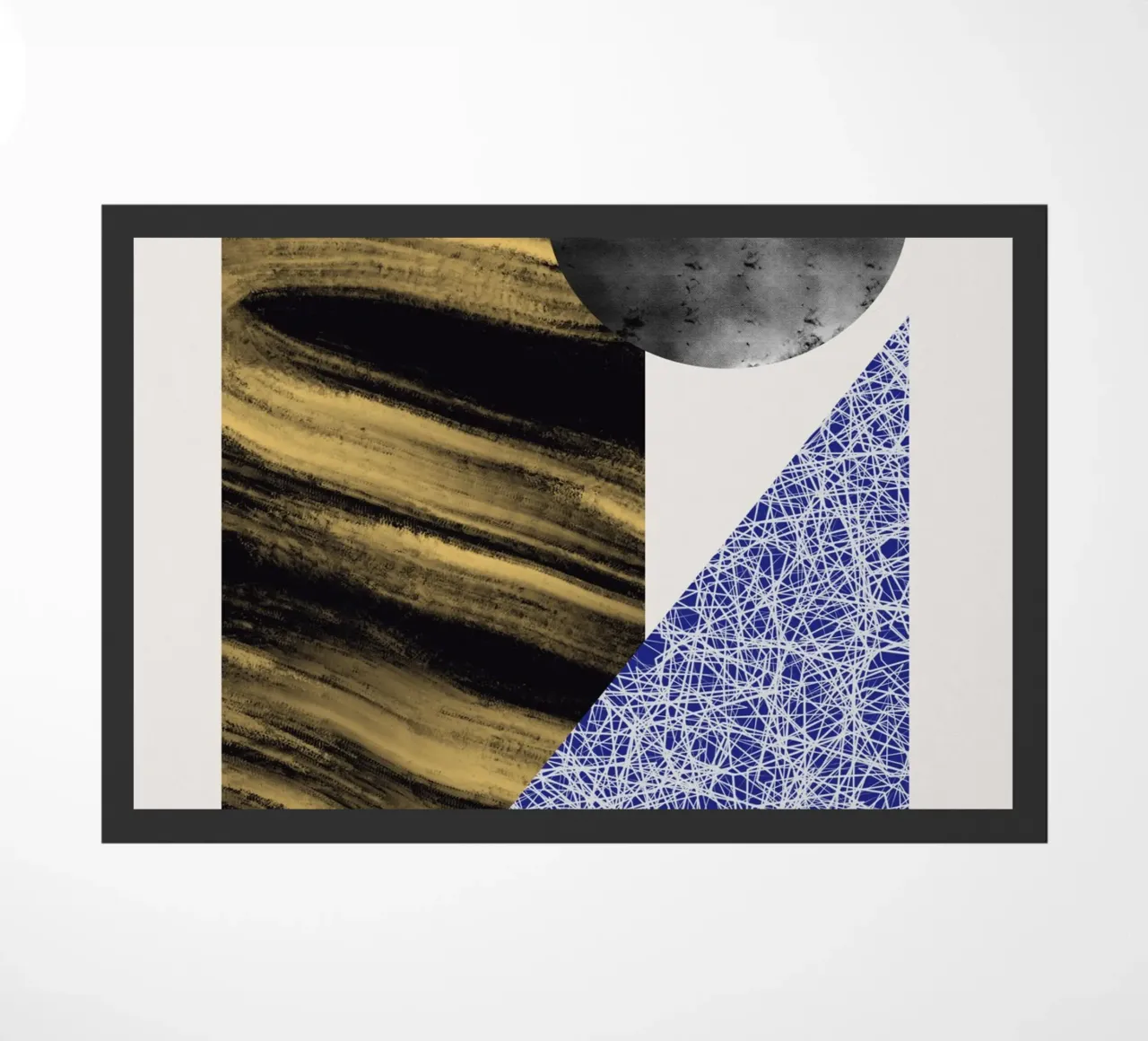 Luxe blauw en grijs nordic art 07 deurmat van Little Dean