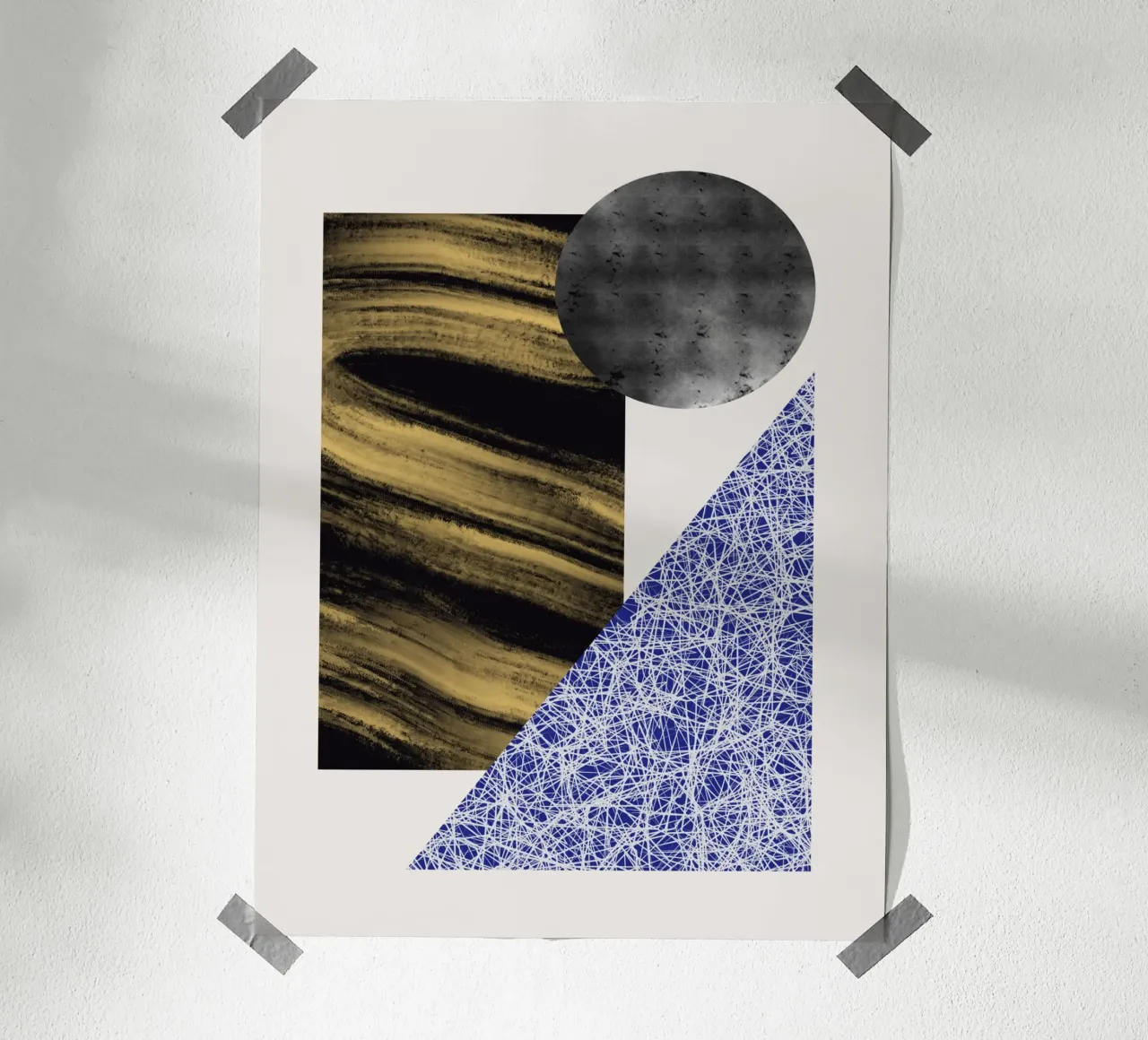 Luxe blauw en grijs nordic art 07 hahnemühle van Little Dean