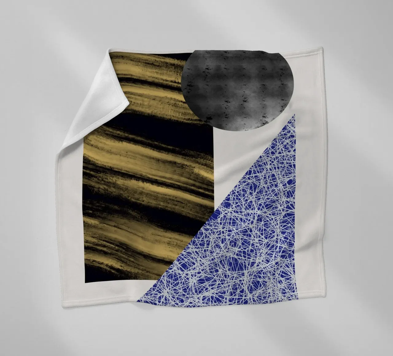Luxe blauw en grijs nordic art 07 fleecedeken van Little Dean