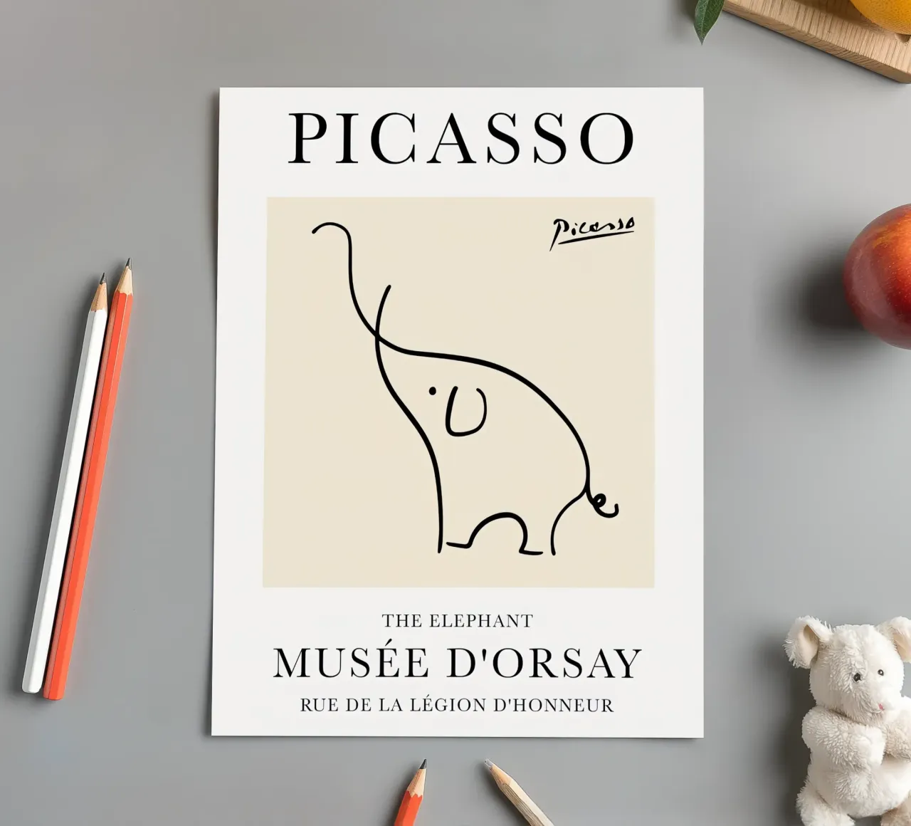 Esquisse de l'éléphant de Picasso planche autocollant de Jam Poster