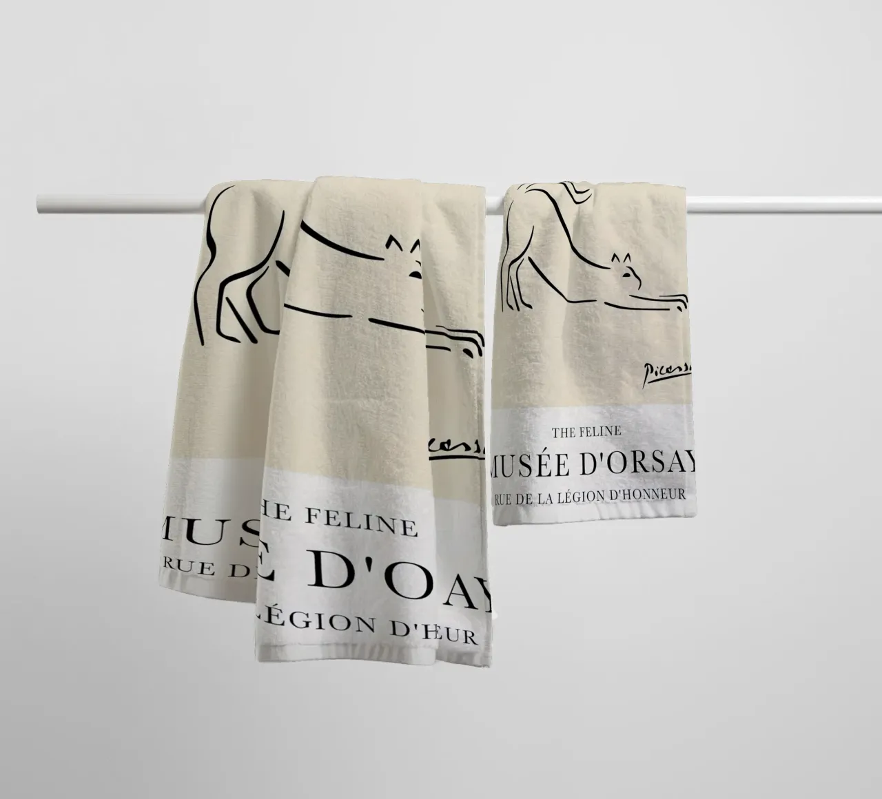 Linea Picasso Feline Sketch Cat asciugamano da bagno da Jam Poster