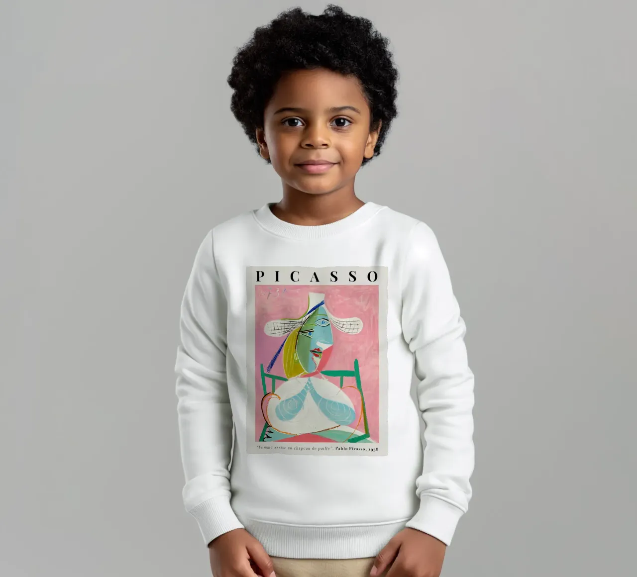 Picasso Sitzende Frau mit Strohhut 1938 Kinder Sweatshirt von Jam Poster