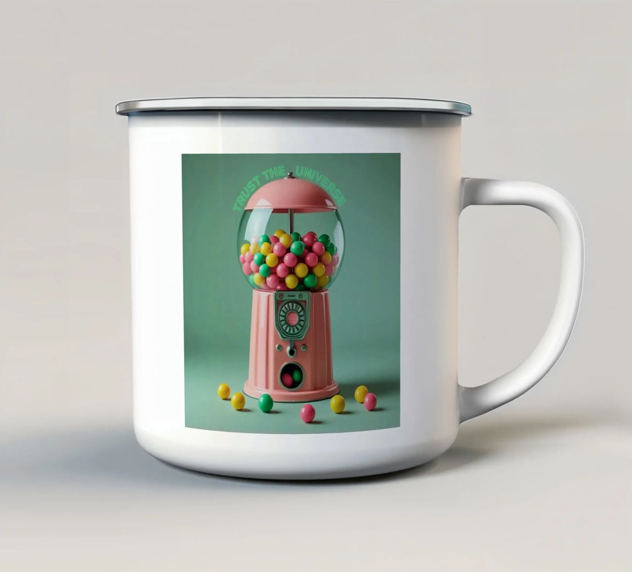 trust the universe tazza in smalto da fummelhummel