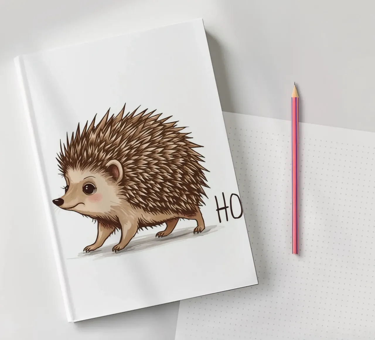 Cute european hedgehog with brown quills walks slowly notebook by DesignDoodle