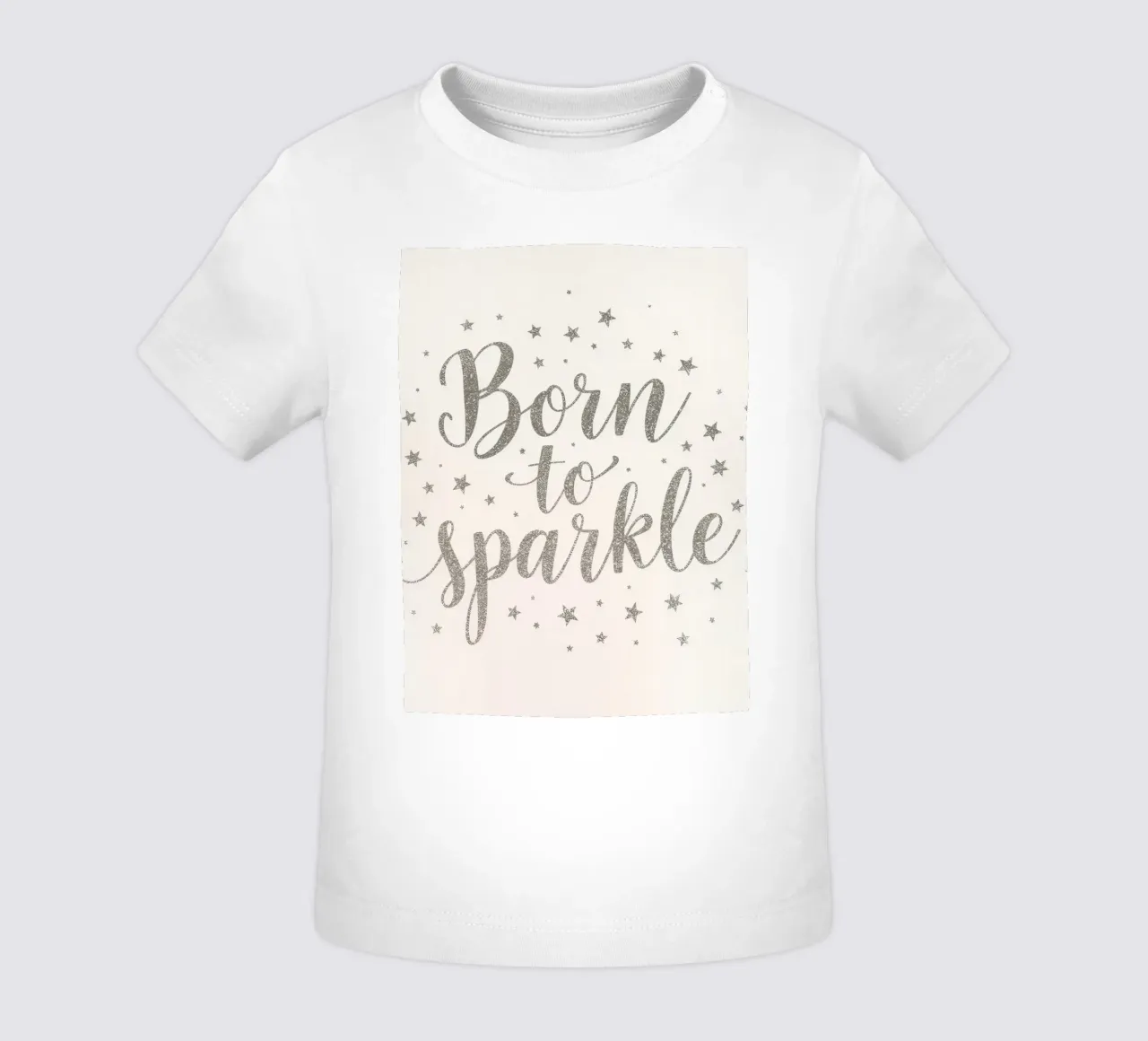 Scritta "born to sparkle" argentata e scintillante con stelle maglietta neonato da DesignDoodle