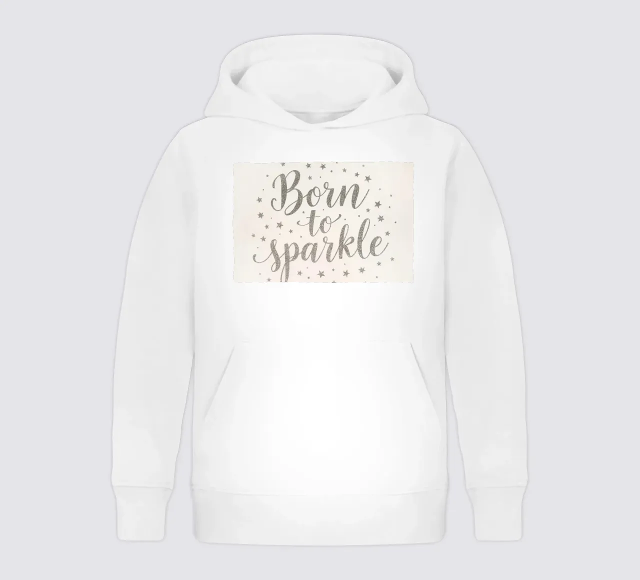 Scritta "born to sparkle" argentata e scintillante con stelle felpa bambino con cappuccio da DesignDoodle
