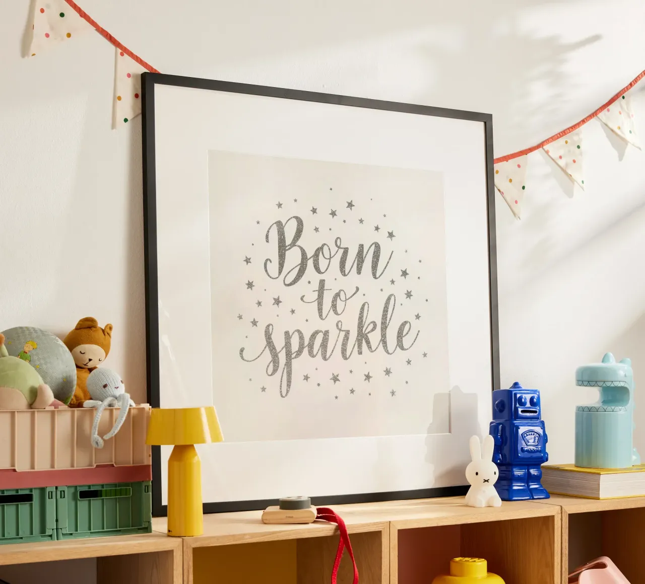 Silver glittering "born to sparkle" script with stars hahnemühle by DesignDoodle
