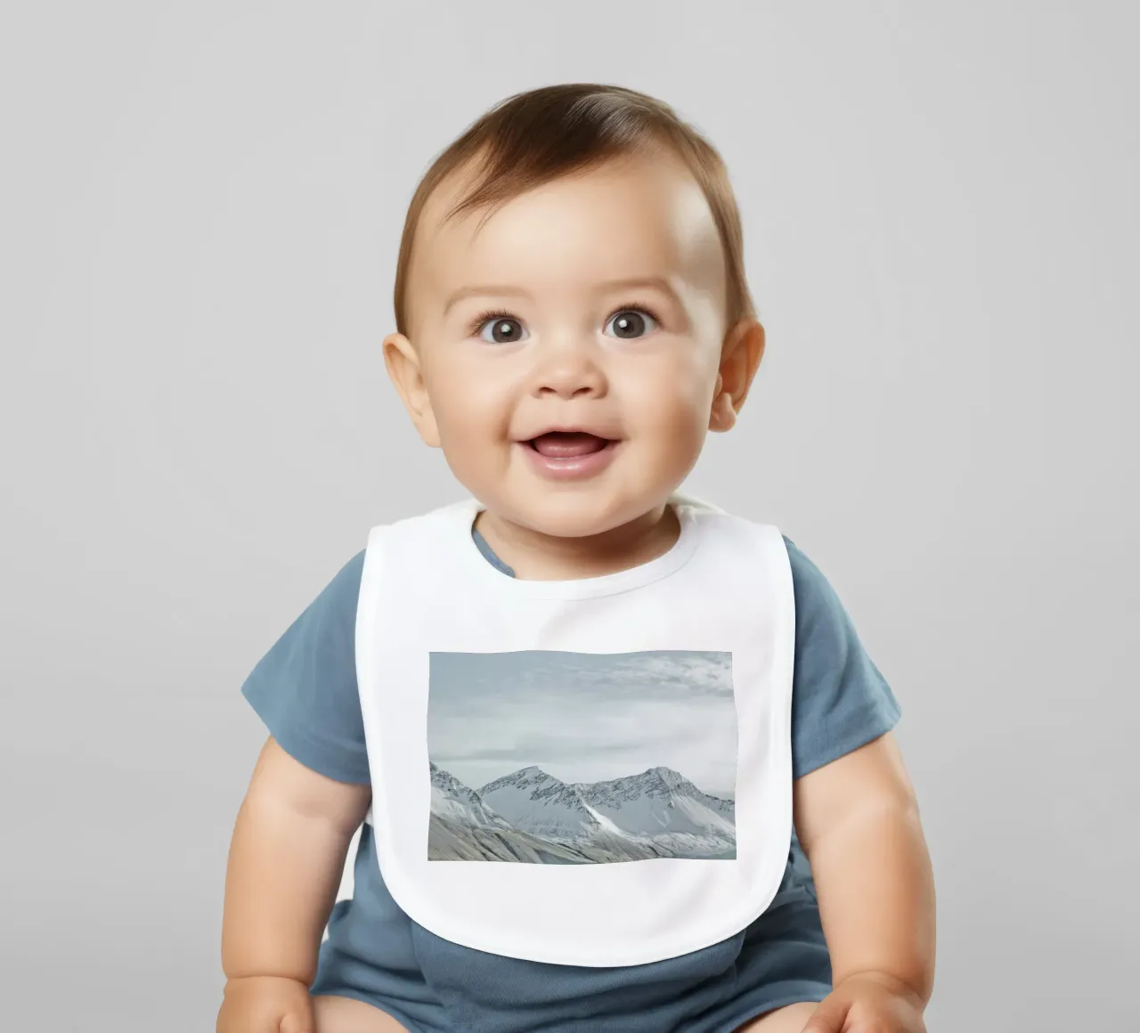 Iceland Snow Mountains baby bib by KISSA STUDIO