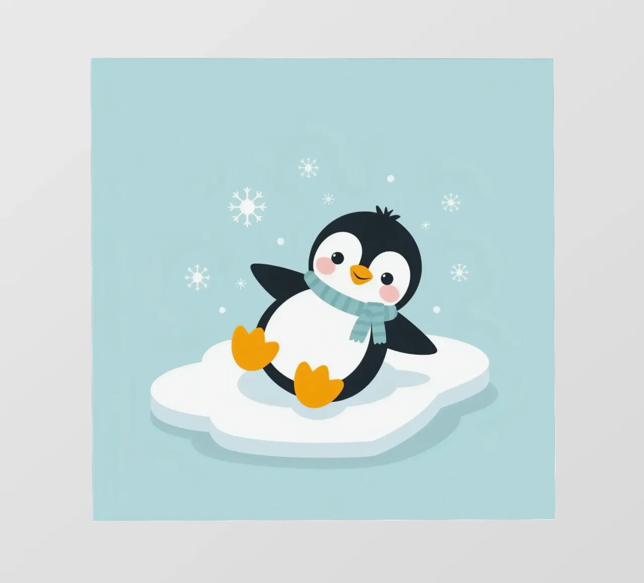 Un simpatico pinguino con sciarpa azzurra riposa su un ghiaccio bianco pellicola backlit da DesignDoodle