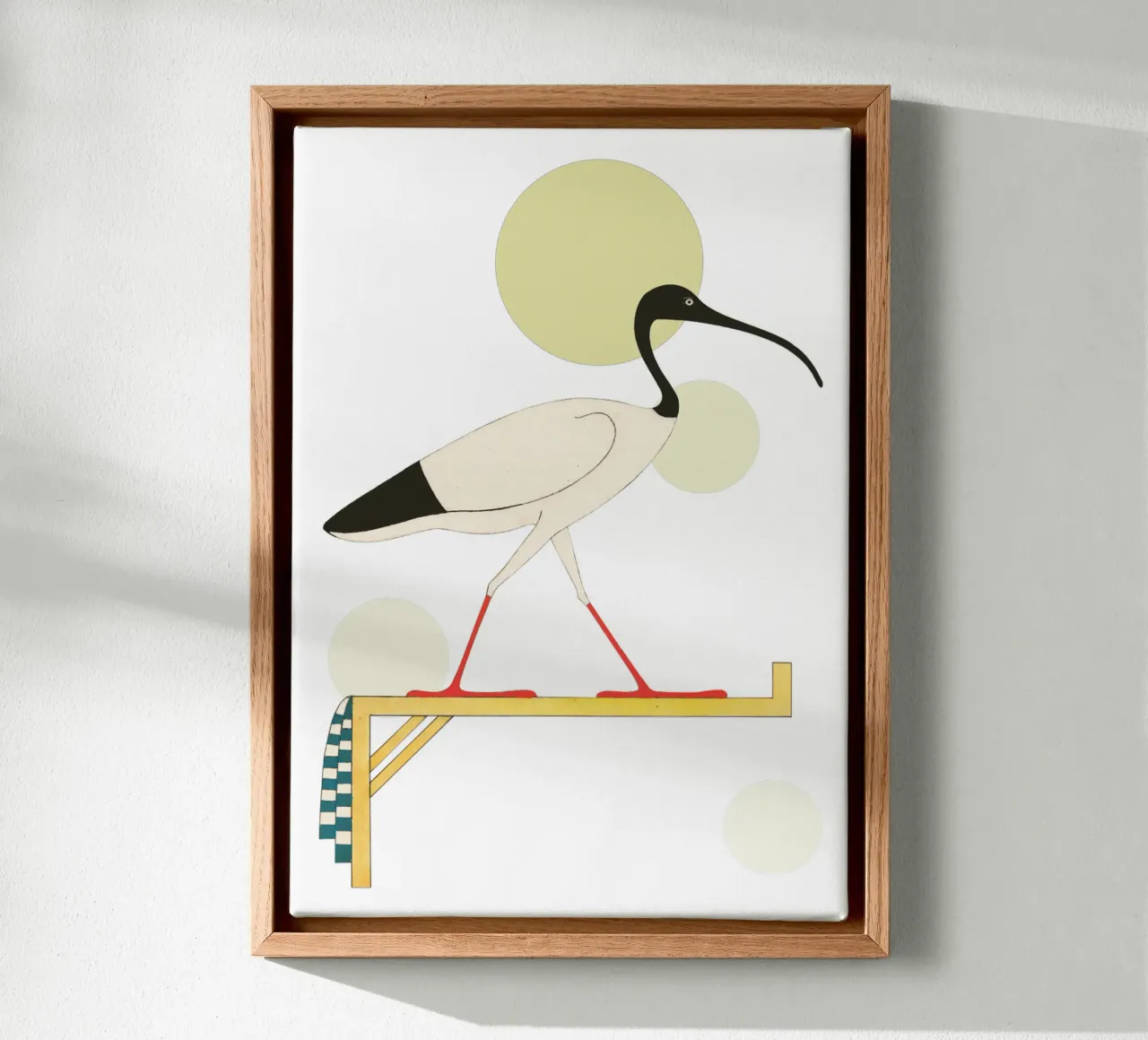 Mystieke Ibis | Press Play Kunstdruk Collage canvas met Baklijst van Press Play Art Prints