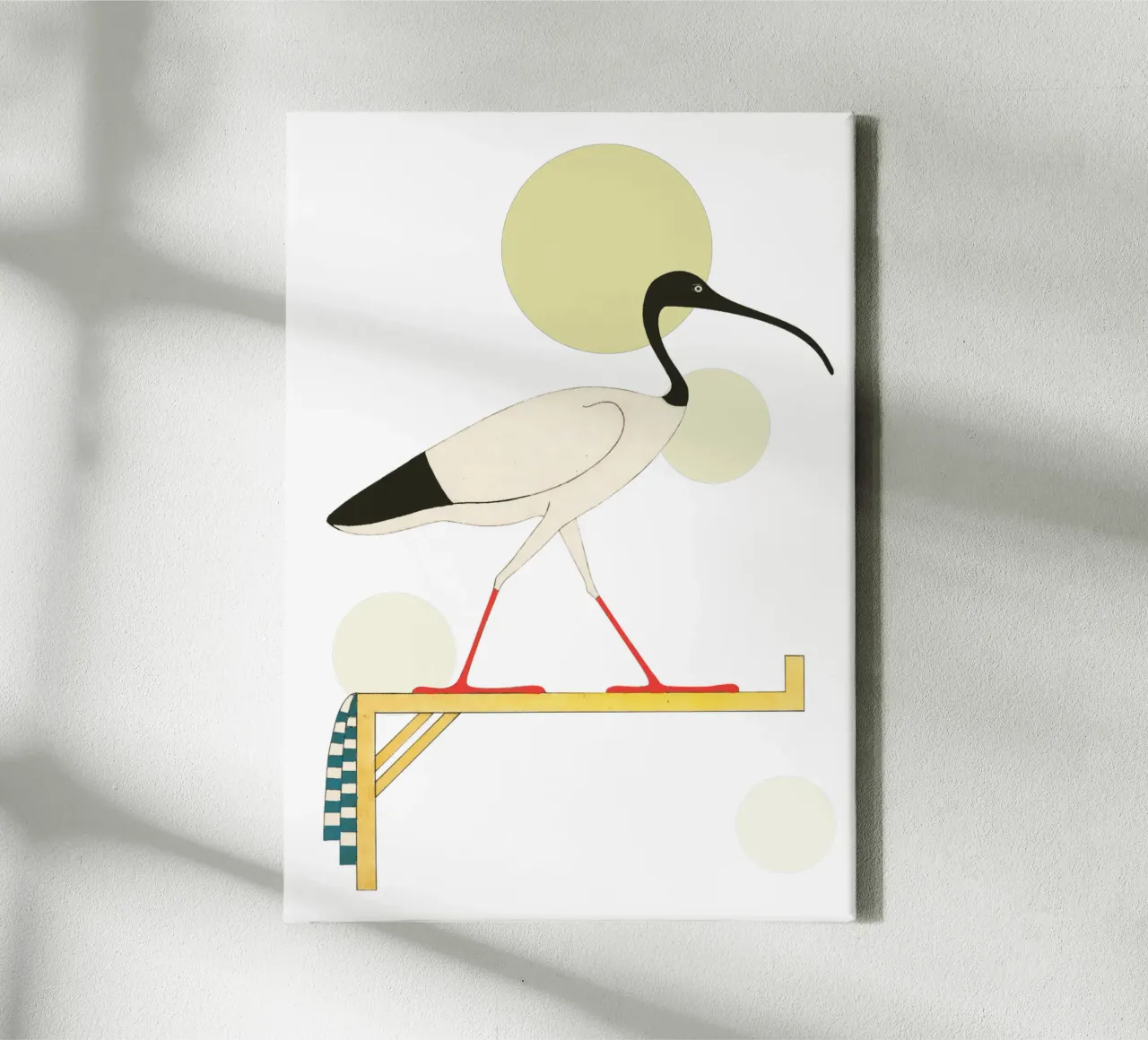 Mystieke Ibis | Press Play Kunstdruk Collage canvas met Baklijst van Press Play Art Prints