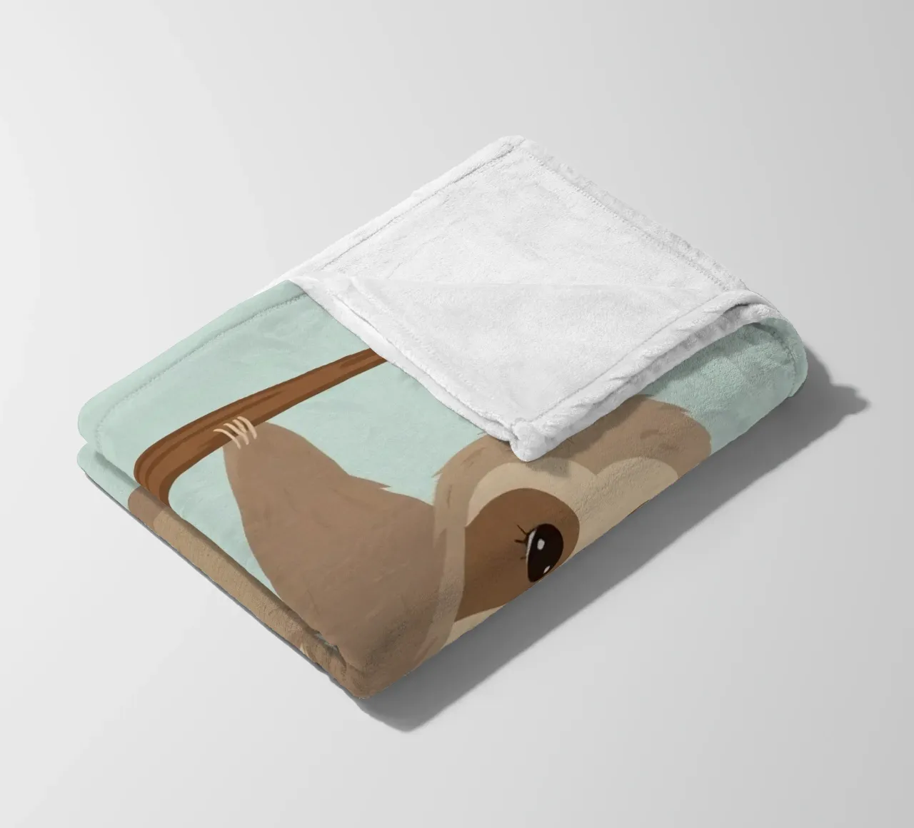 Simpatico bradipo dei cartoni animati appeso a testa in giù a un ramo marrone coperta in pile da DesignDoodle