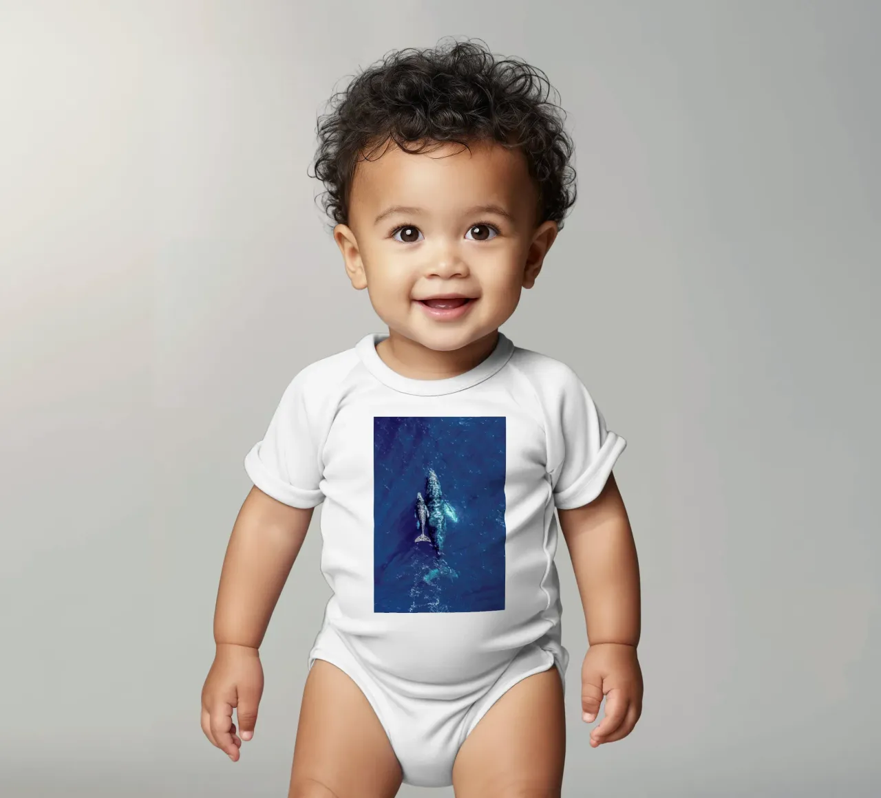 Blue short-sleeve baby romper by ROBERTO H