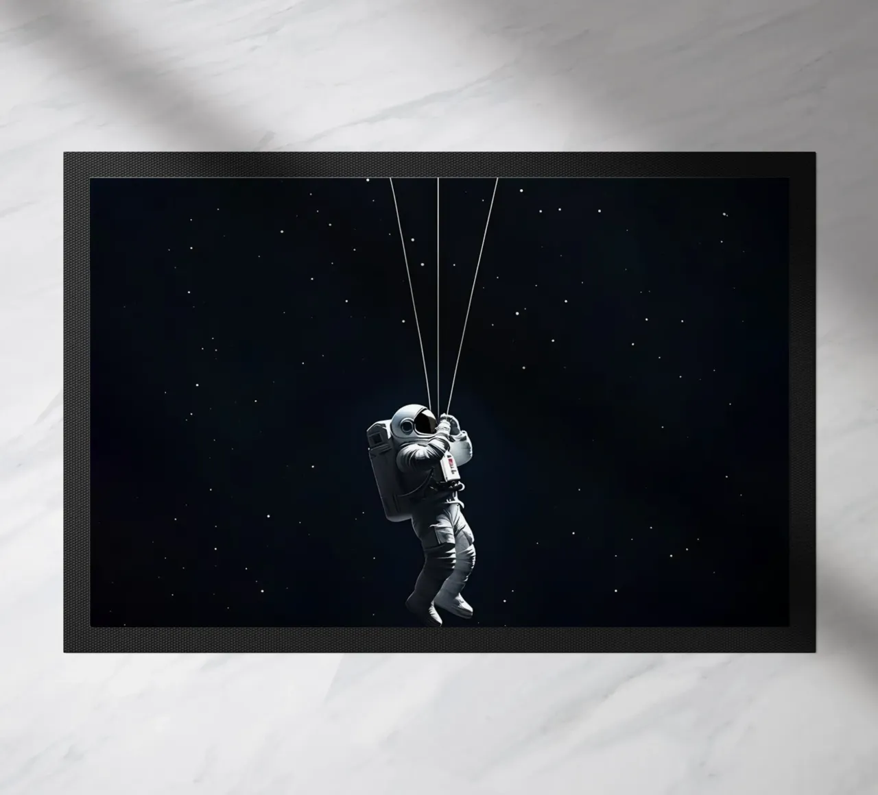 Astronaut with Planet Balloons in Space doormat by 🥝 KIWI STORE
