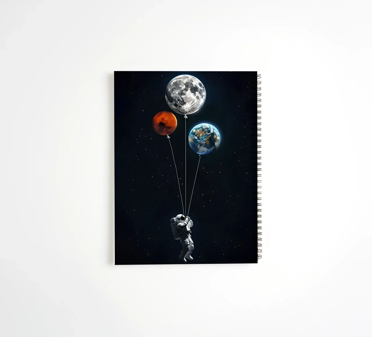 Astronaut with Planet Balloons in Space spiral notebook by 🥝 KIWI STORE