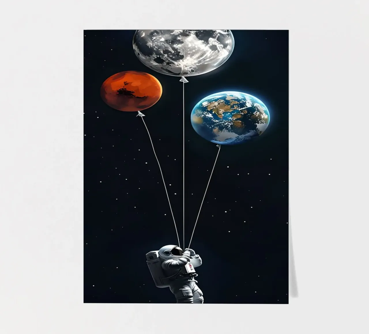 Astronaut with Planet Balloons in Space sticker sheet by 🥝 KIWI STORE