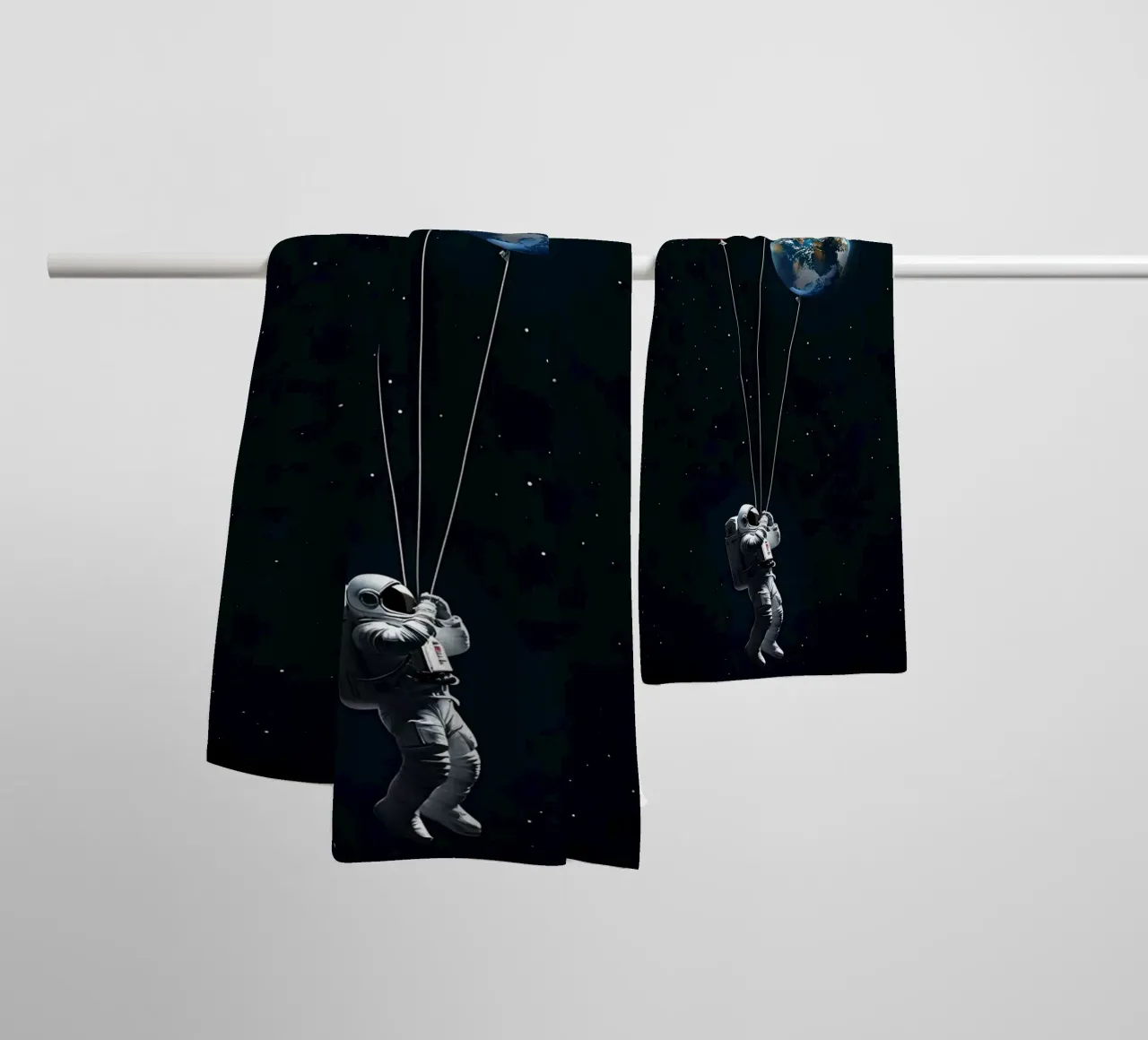 Astronaut with Planet Balloons in Space towel by 🥝 KIWI STORE