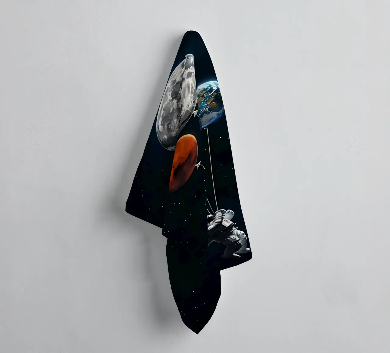 Astronaut with Planet Balloons in Space towel by 🥝 KIWI STORE