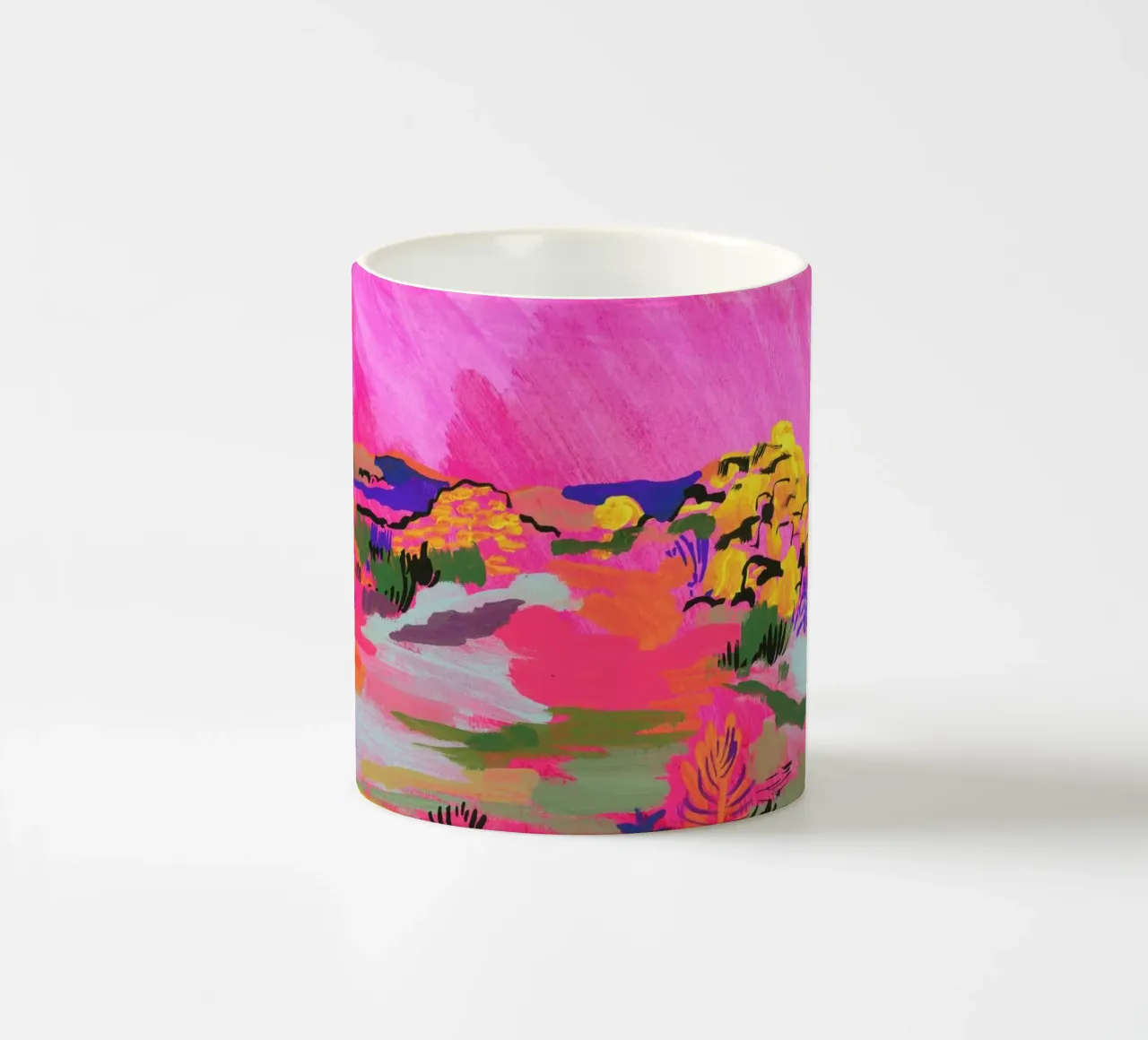Pink Landscaspe tazza in ceramica da Sonia Brittain
