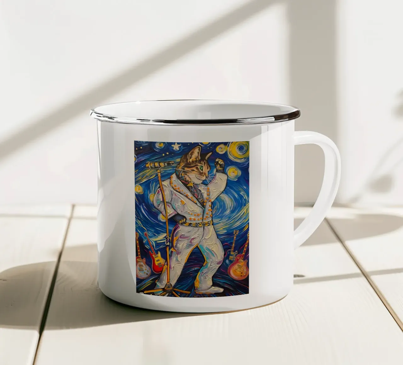 Elvis Presley gatto superstar tazza in smalto da Fleur de Lys