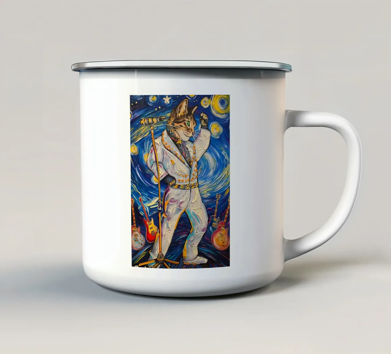 Elvis Presley gatto superstar tazza in smalto da Fleur de Lys