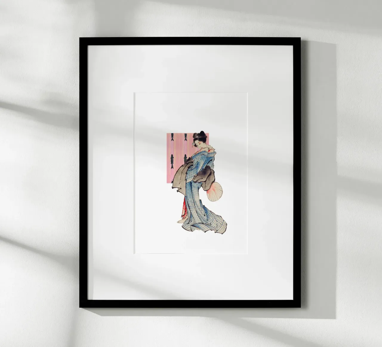 Grid and Grace: Kimono | Press Play Art Print Collage poster with wooden frame by Press Play Art Prints