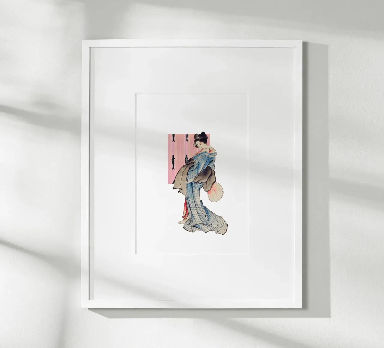 Grid and Grace: Kimono | Press Play Art Print Collage poster with wooden frame by Press Play Art Prints