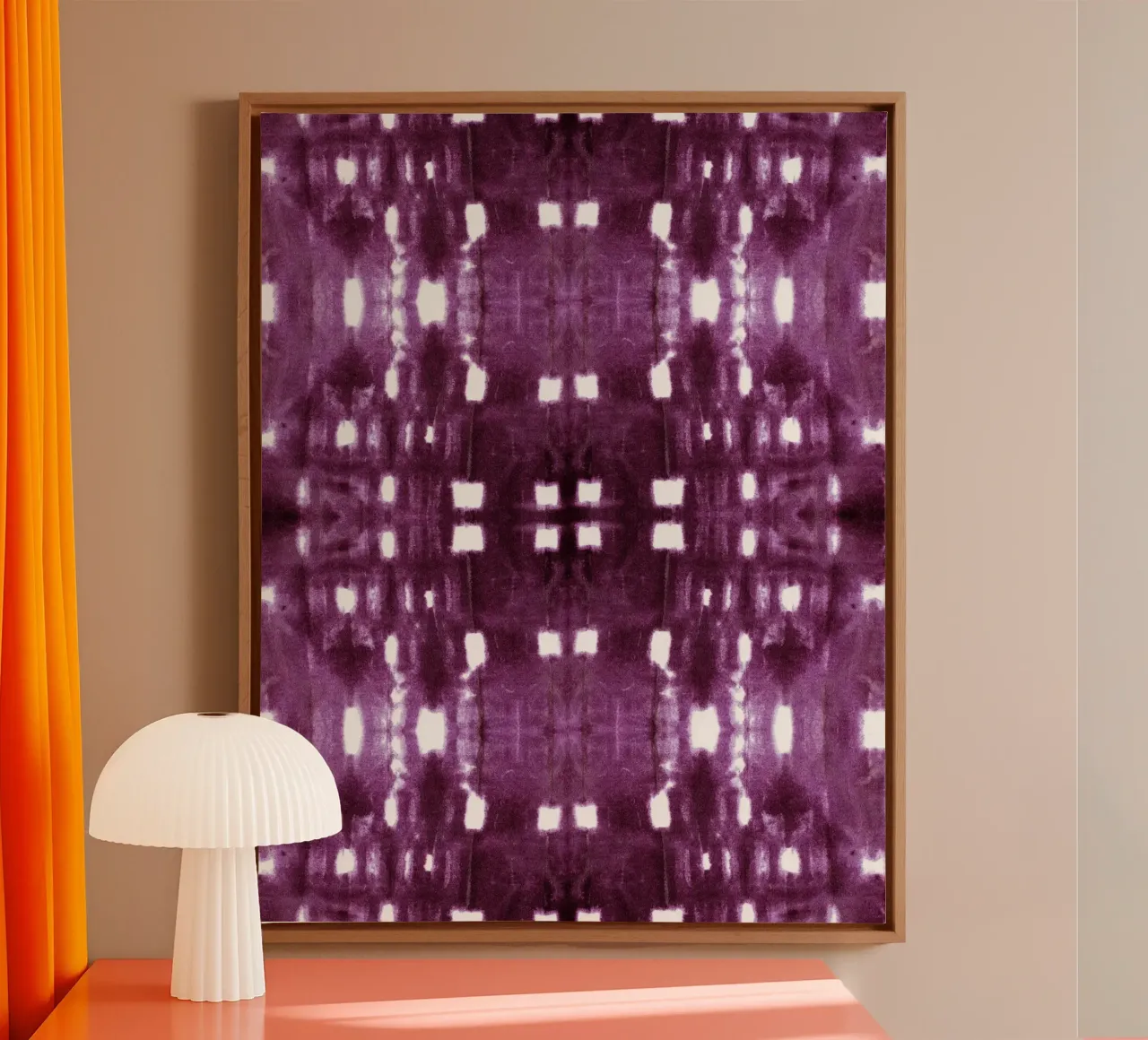 Borgogna Shibori City tela con Cornice a cassetta da Nina May Design Studio
