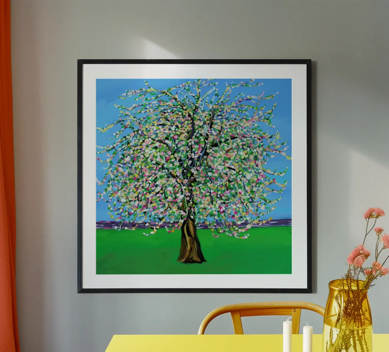 Apple Blossom poster con telaio in legno da Alice Straker
