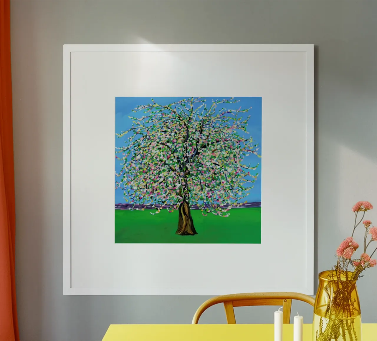 Apple Blossom poster con telaio in legno da Alice Straker