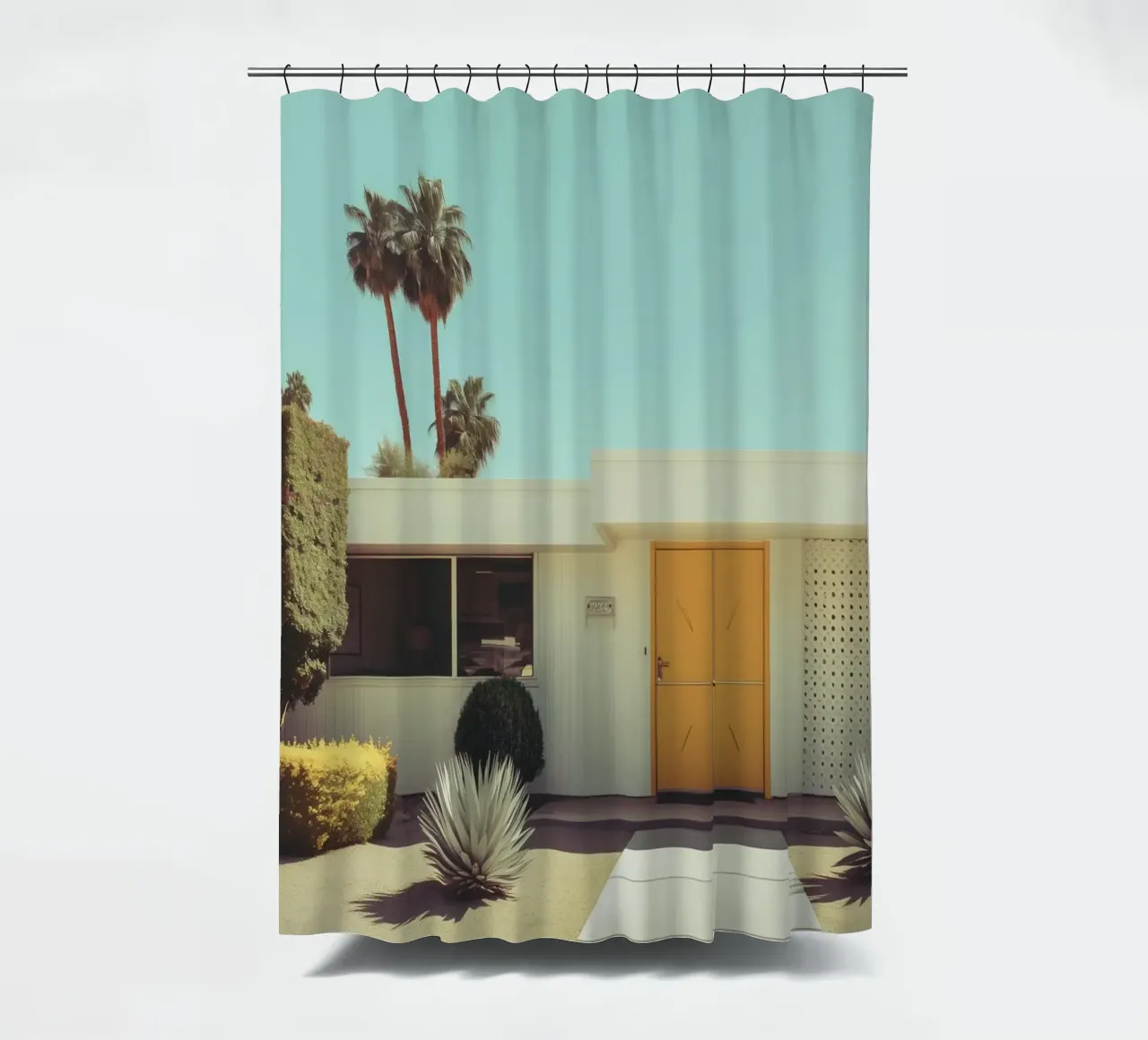 Atmosfera retrò a Palm Springs tenda da doccia da Carinaprint