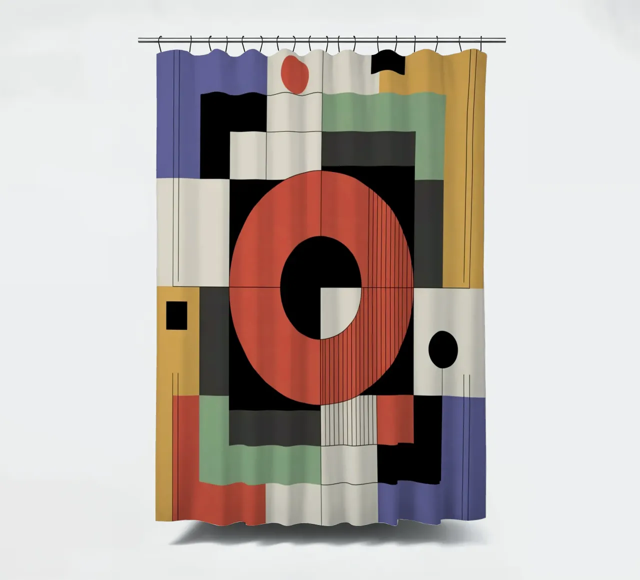 Abstraktes aus der Mitte des Jahrhunderts in markantem geometrischen Stil Duschvorhang von THE MOTIVATED TYPE