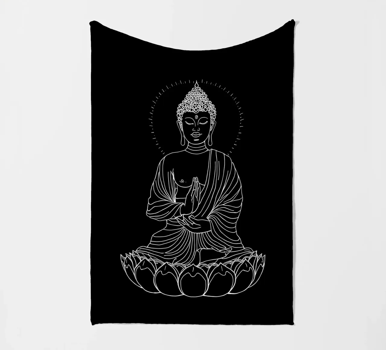 Buddha Schwarz Weiß fleece blanket by kosinsart.gallery