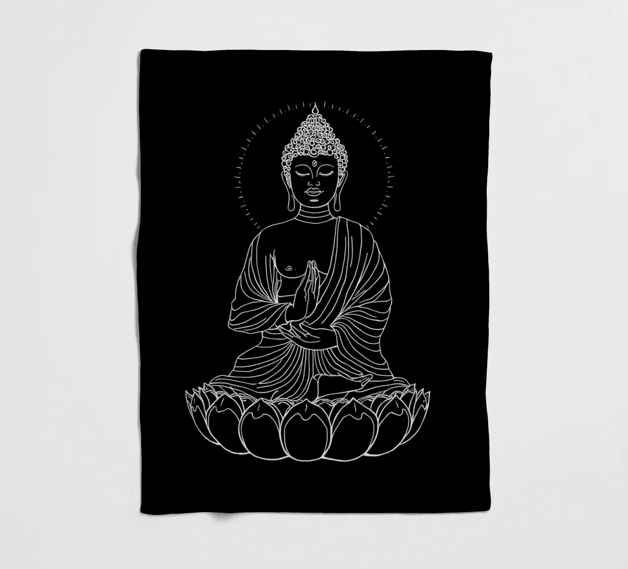 Buddha Schwarz Weiß fleece blanket by kosinsart.gallery
