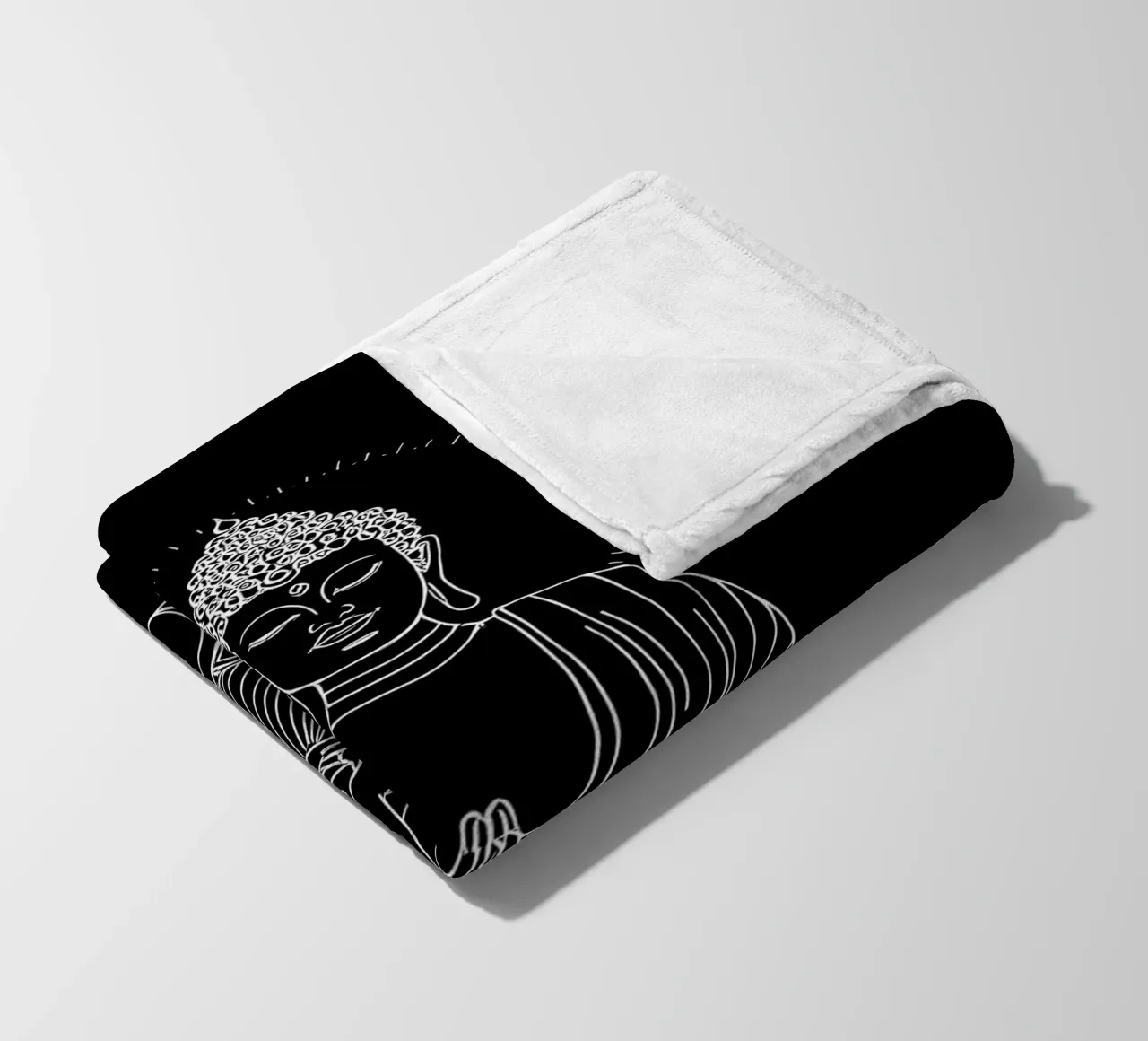 Buddha Schwarz Weiß fleece blanket by kosinsart.gallery