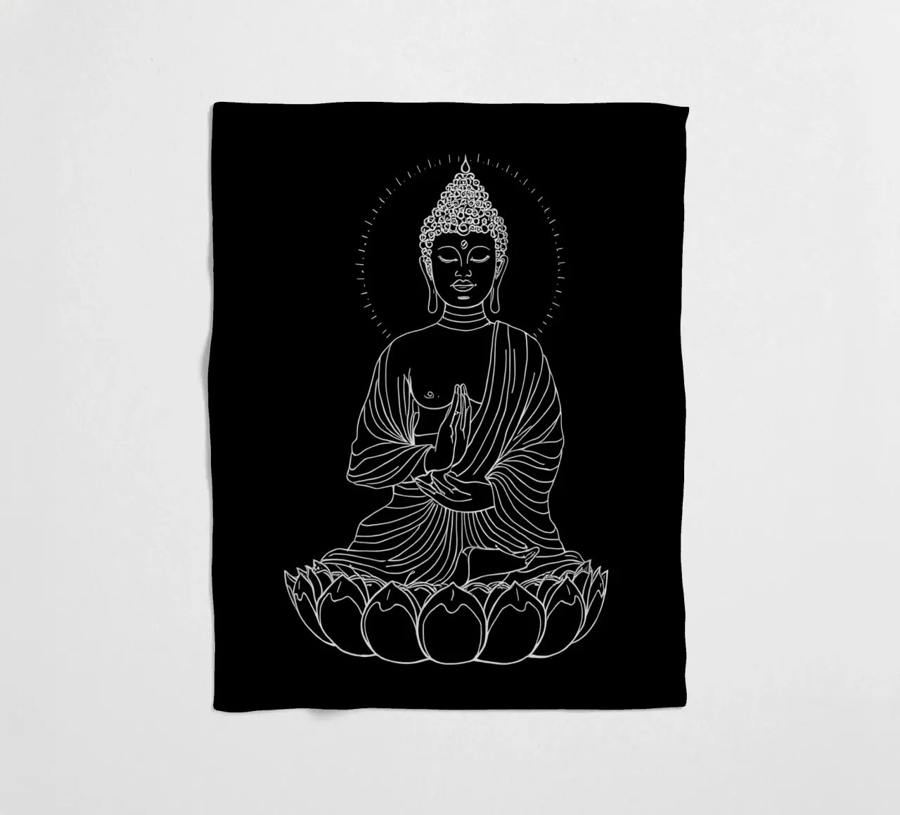 Buddha Schwarz Weiß fleece blanket by kosinsart.gallery